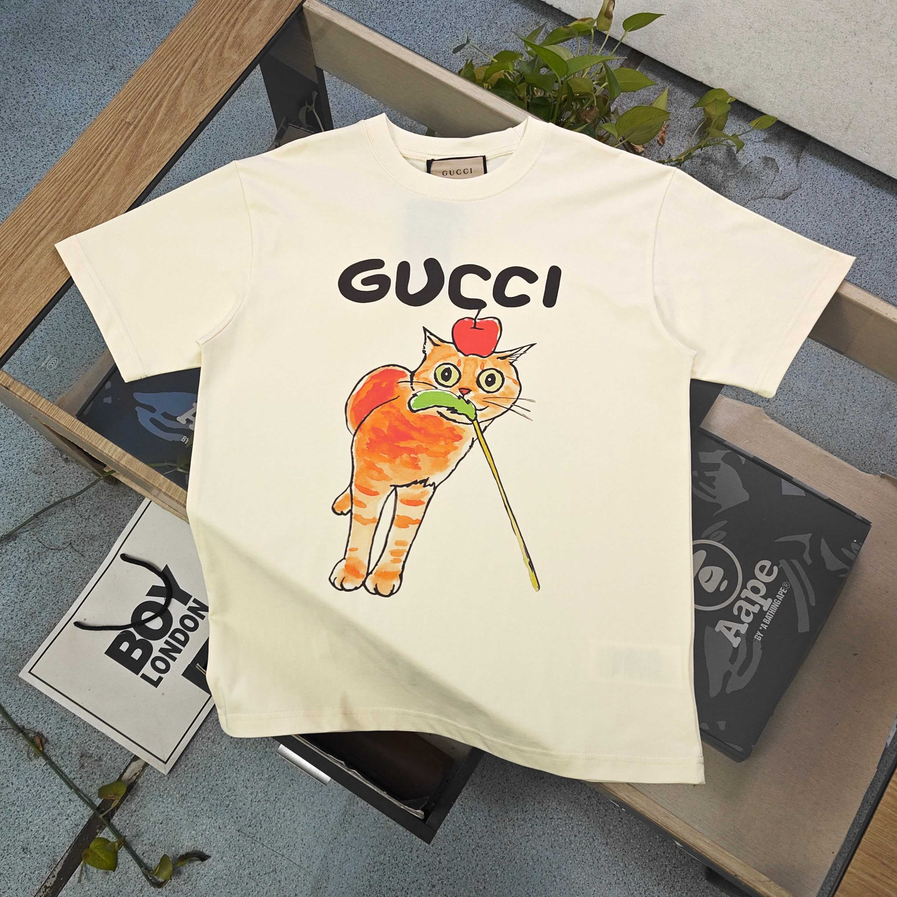 Gucci Letter Logo Print Cotton T-Shirt - Style 03