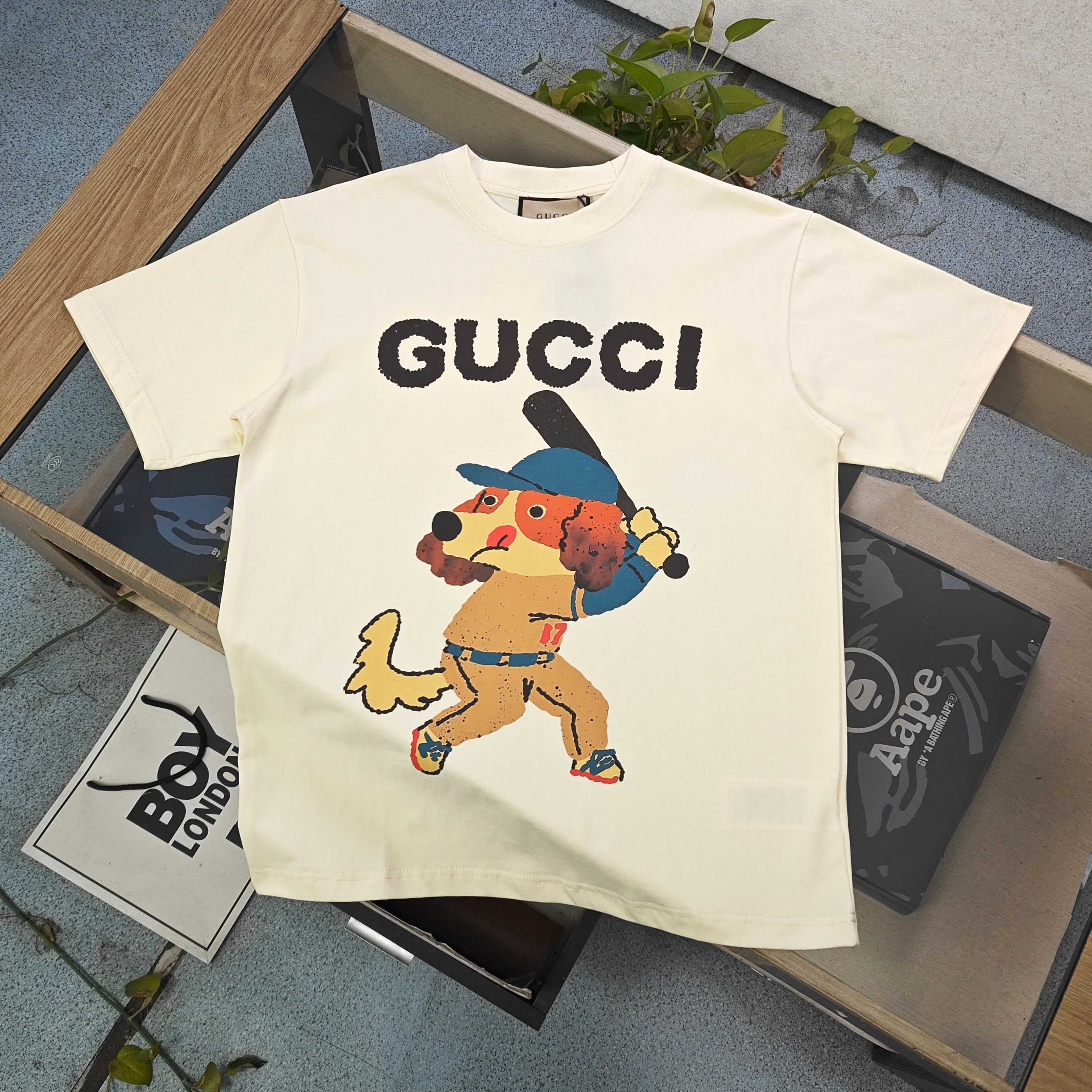 Gucci Letter Logo Print Cotton T-Shirt - Style 05