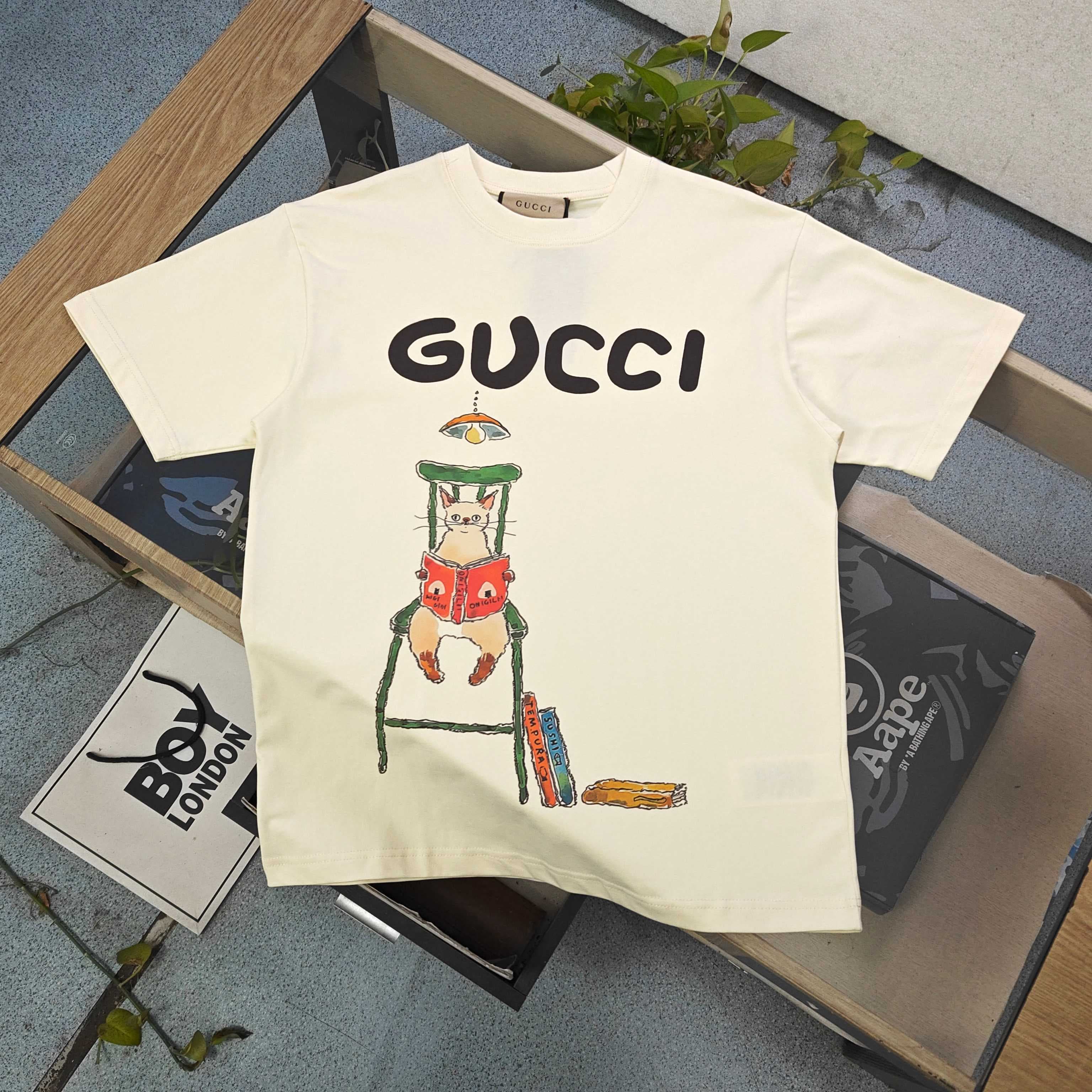 Gucci Letter Logo Print Cotton T-Shirt - Style 04