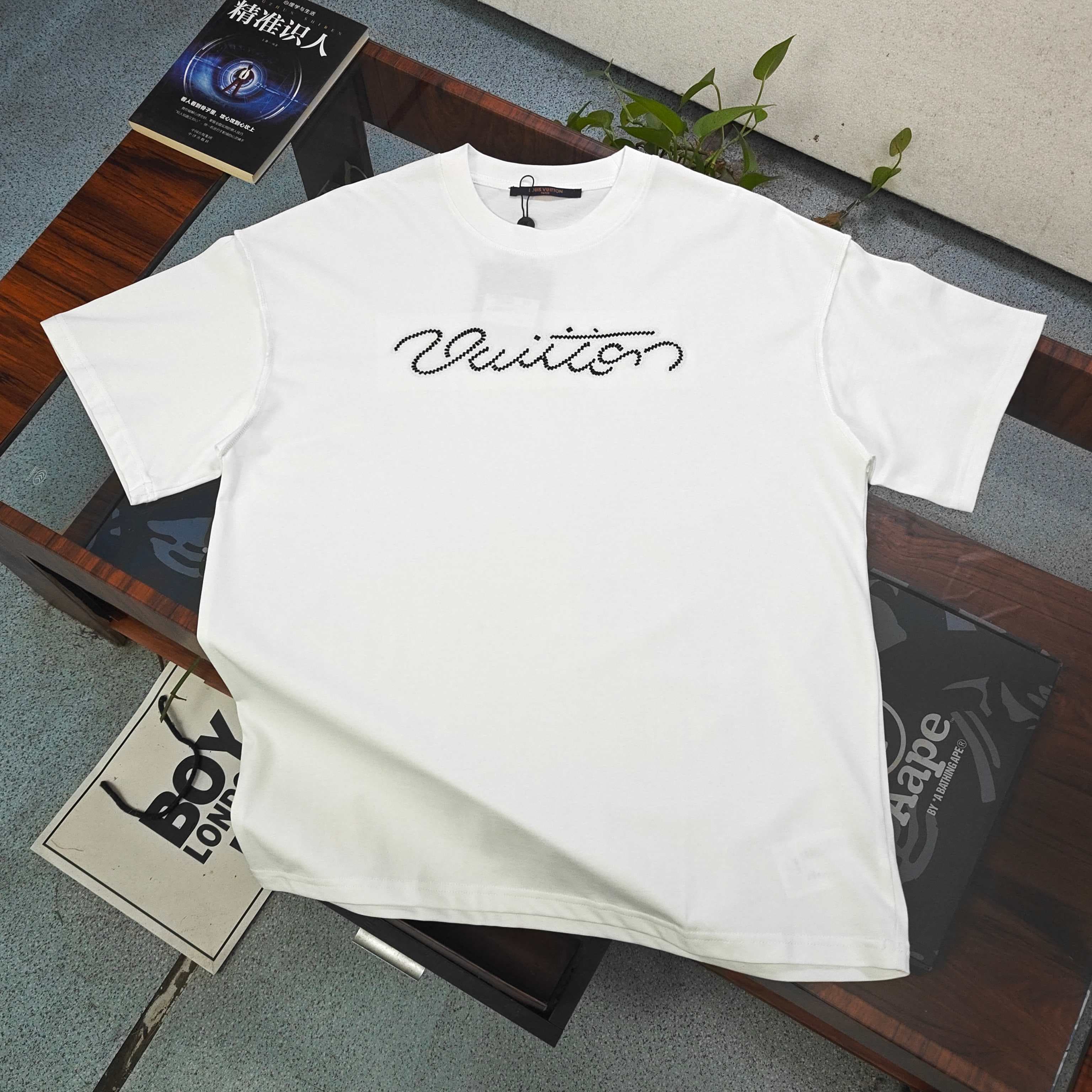 Louis Vuitton Letter Logo Print Cotton T-Shirt - Style 02