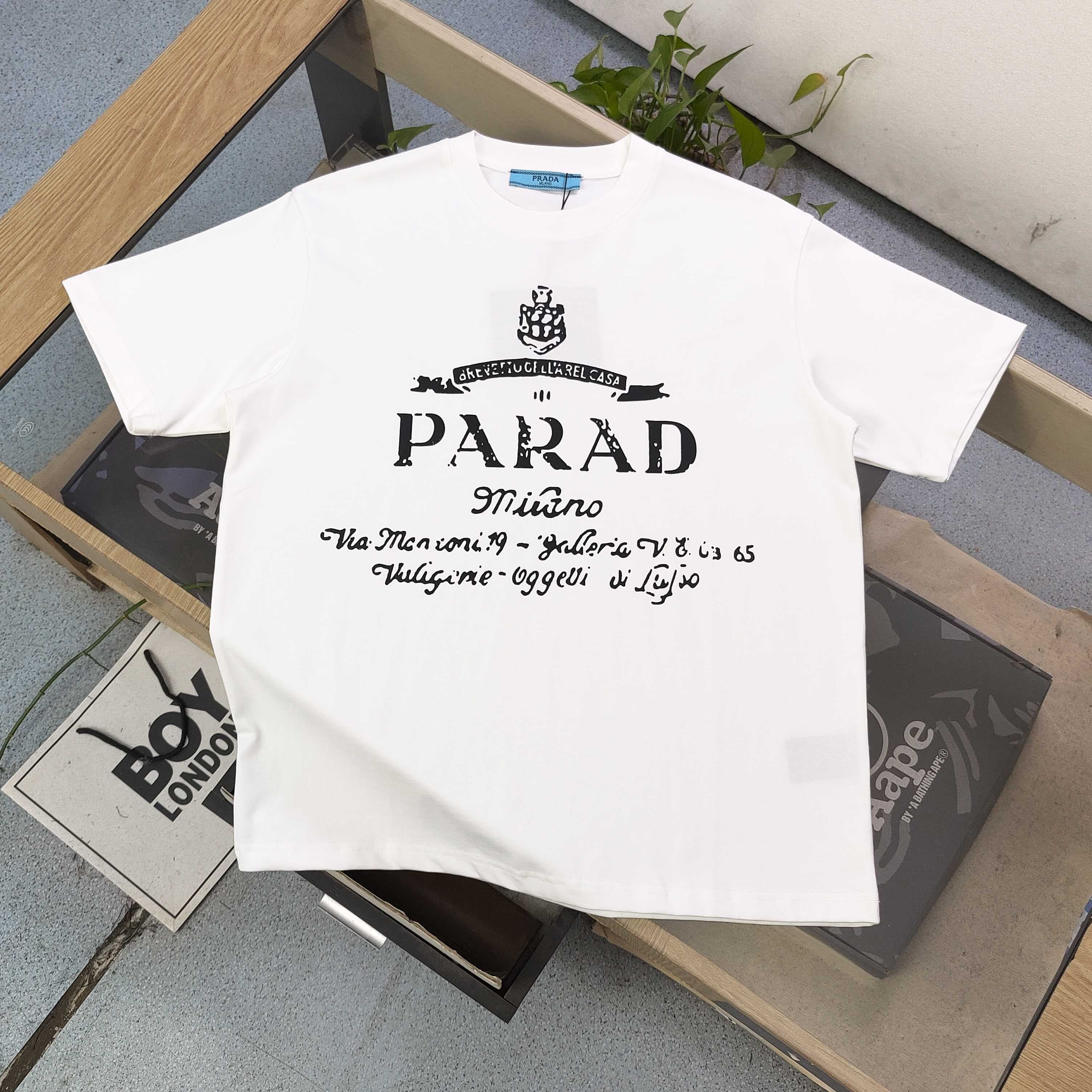 Prada Logo Print Cotton T-Shirt - Style 04