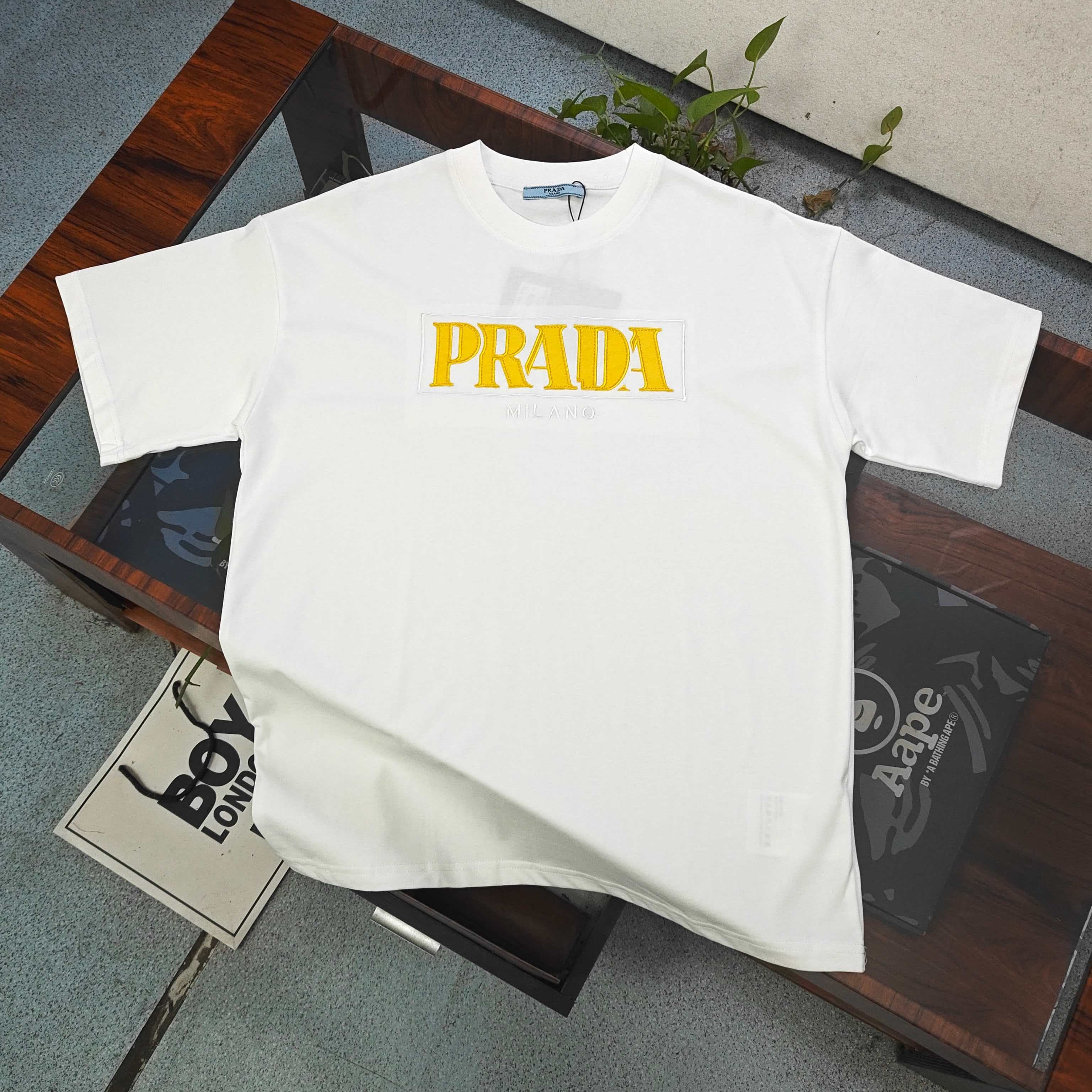 Prada Logo Print Cotton T-Shirt - Style 05